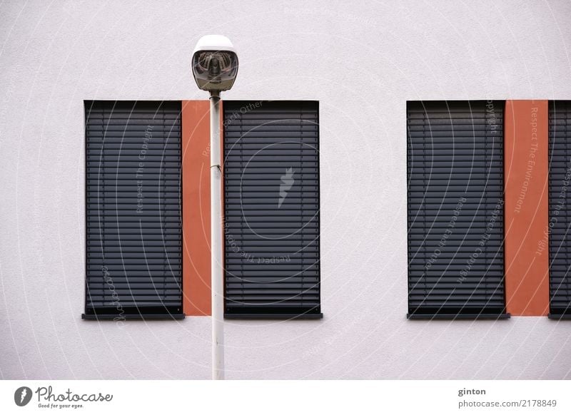 Street lighting in front of residential building Design House (Residential Structure) Building Architecture Facade Window Venetian blinds Sharp-edged Simple