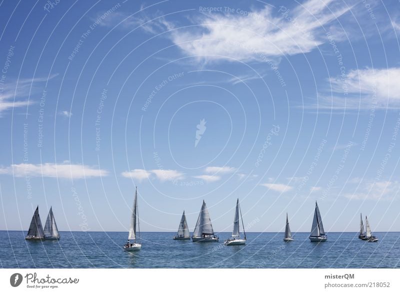 Regatta I Sports Aquatics Sailing Esthetic Ocean Strait Beautiful weather Vacation & Travel Vacation mood Vacation photo Blue Blue sky Clouds Clouds in the sky