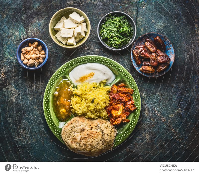 Indian food in bowls Food Nutrition Lunch Dinner Asian Food Crockery Style Design Healthy Eating Restaurant Dish Tangy Curry powder Bowl Food photograph