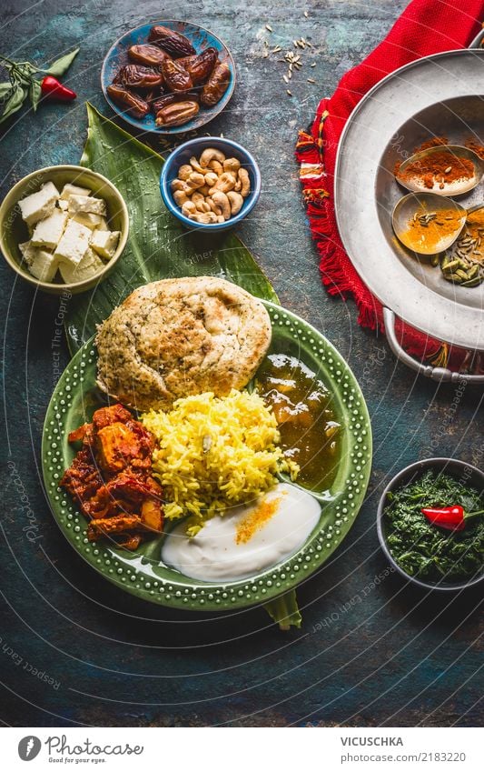 Indian food Food Vegetable Grain Herbs and spices Nutrition Lunch Organic produce Vegetarian diet Diet Asian Food Crockery Plate Bowl Healthy Eating Restaurant