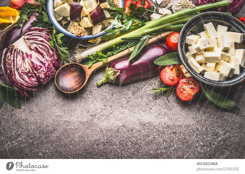 Vegetarian cooking with vegetables and cream cheese Food Cheese Vegetable Lettuce Salad Soup Stew Herbs and spices Cooking oil Nutrition Lunch Dinner