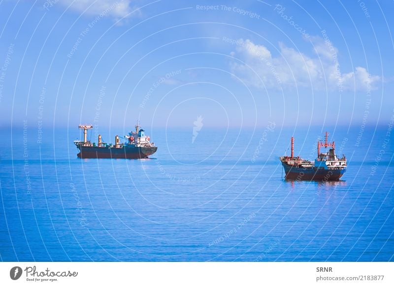 Cargo Ships in the Sea Ocean Sailing Nature Water Horizon Transport Watercraft Maritime anchorage bulk carrier bulk-carrier bulker roadstead lie out Aquatic