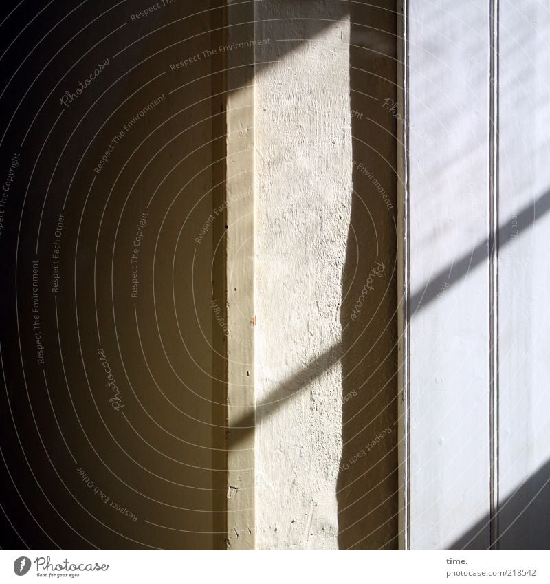 gratefulness Light Shadow Deserted Diagonal Window Wall (building) Subdued colour Silhouette Interior shot Interior design Sunbeam Hallway Dark Day