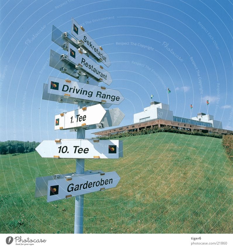 signpost Places Sports Road marking Golf Nature