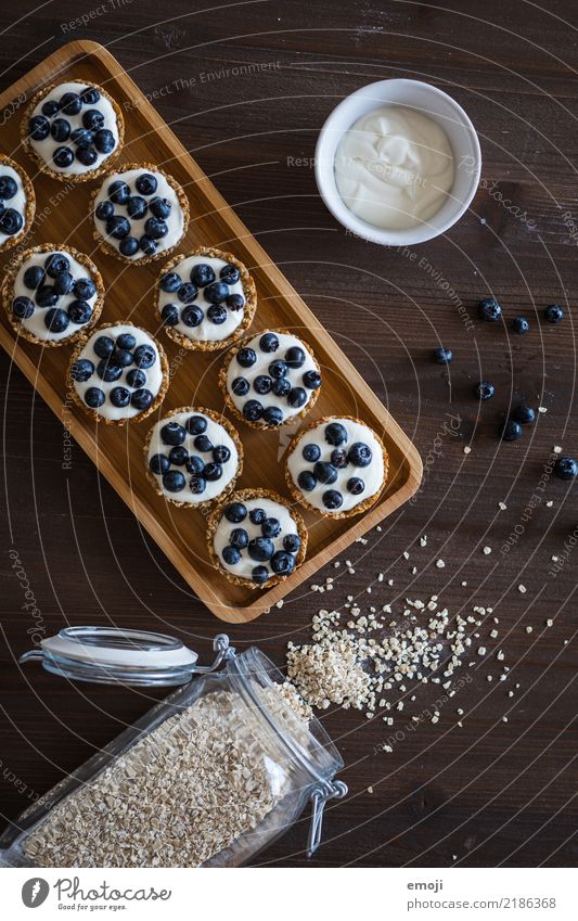 oatmeal cups Fruit Dessert Oat flakes Blueberry Nutrition Breakfast Buffet Brunch Delicious Sweet Colour photo Interior shot Deserted Neutral Background Day