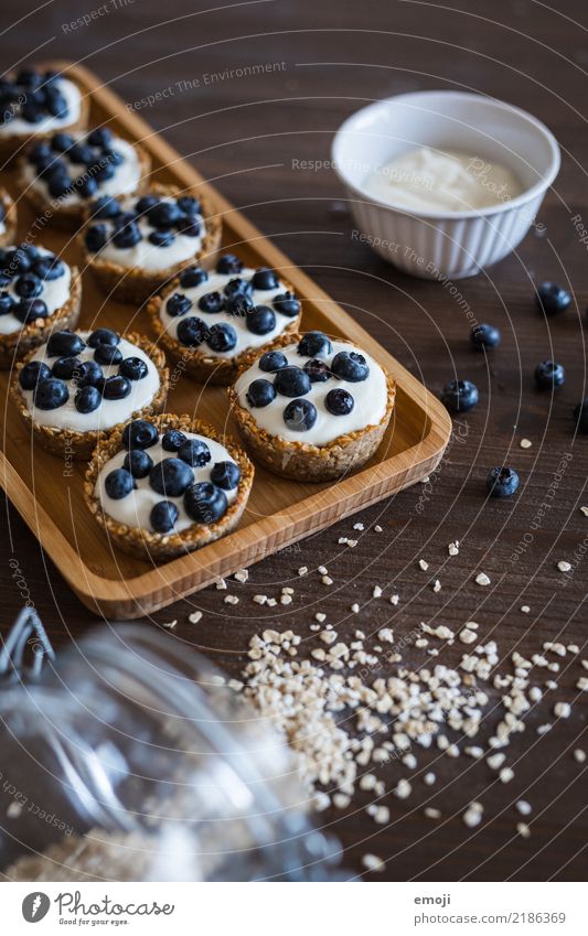 oatmeal cups Fruit Dessert Oat flakes Blueberry Nutrition Breakfast Buffet Brunch Delicious Sweet Colour photo Interior shot Deserted Neutral Background Day