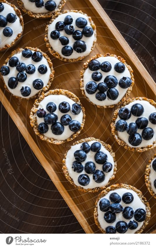 oatmeal cups Fruit Dessert Oat flakes Blueberry Nutrition Breakfast Buffet Brunch Delicious Sweet Colour photo Interior shot Deserted Neutral Background Day