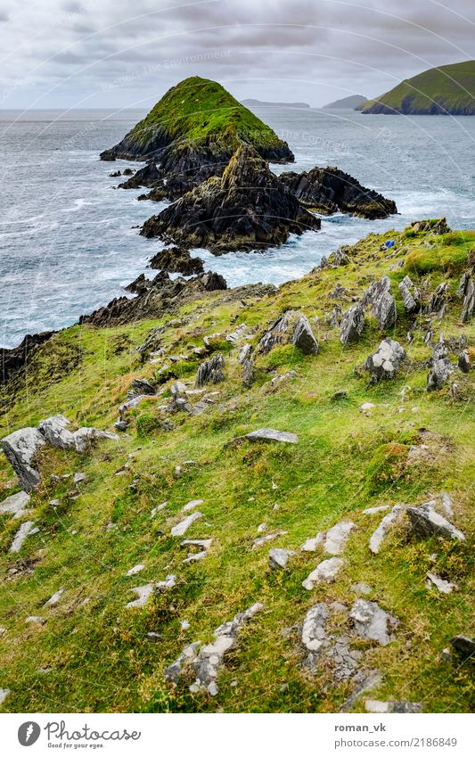 Archipelago off Ireland Environment Nature Landscape Plant Elements Earth Water Clouds Horizon Grass Meadow Rock Coast Fjord Ocean Island Esthetic Cold Virtuous