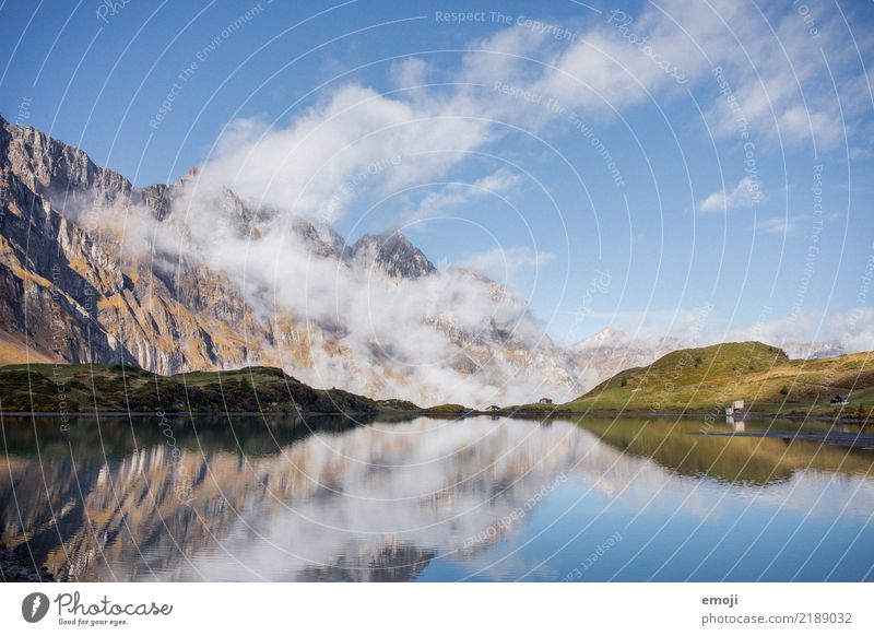 turbid sea Environment Nature Landscape Sky Summer Beautiful weather Alps Mountain Lake Exceptional Tourism Reflection Mountain lake murky Switzerland Hiking