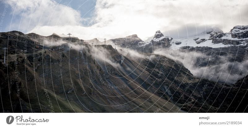 Engelberg Environment Nature Landscape Bad weather Storm Snow Rock Alps Mountain Threat Dark Cold Switzerland Mystic Force of nature Subdued colour