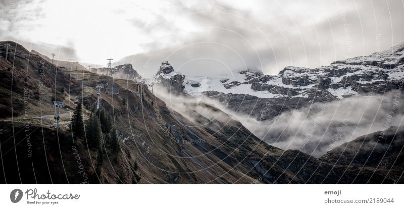 Engelberg Environment Nature Landscape Bad weather Storm Snow Rock Alps Mountain Threat Dark Cold Switzerland Mystic Force of nature Subdued colour