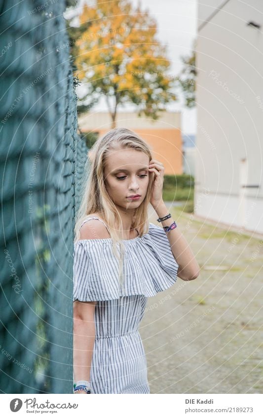 see me? Human being Feminine Girl 1 18 - 30 years Youth (Young adults) Adults Small Town Outskirts Wall (barrier) Wall (building) Fence Fashion Working clothes