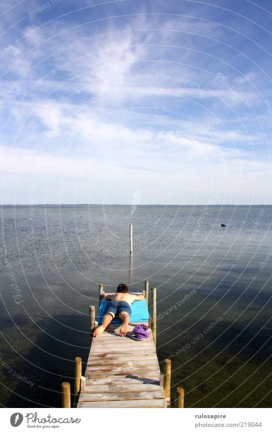 Danish summer rest Well-being Relaxation Calm Vacation & Travel Summer Summer vacation Sun Sunbathing Ocean Sailing Human being Masculine Man Adults 1 Landscape