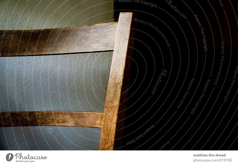 chair Chair Wood Old Curved Abrasion Lean Loneliness Calm Nostalgia Dark Round Detail Motionless Colour photo Interior shot Deserted Copy Space right