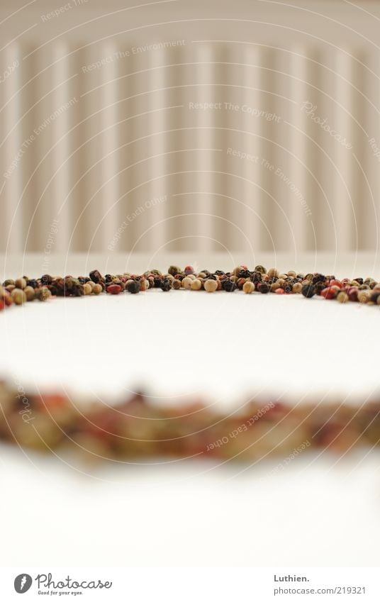 colorful pepper Herbs and spices Small Pepper Multicoloured Circle White Colour photo Interior shot Deserted Copy Space top Shallow depth of field Many Detail