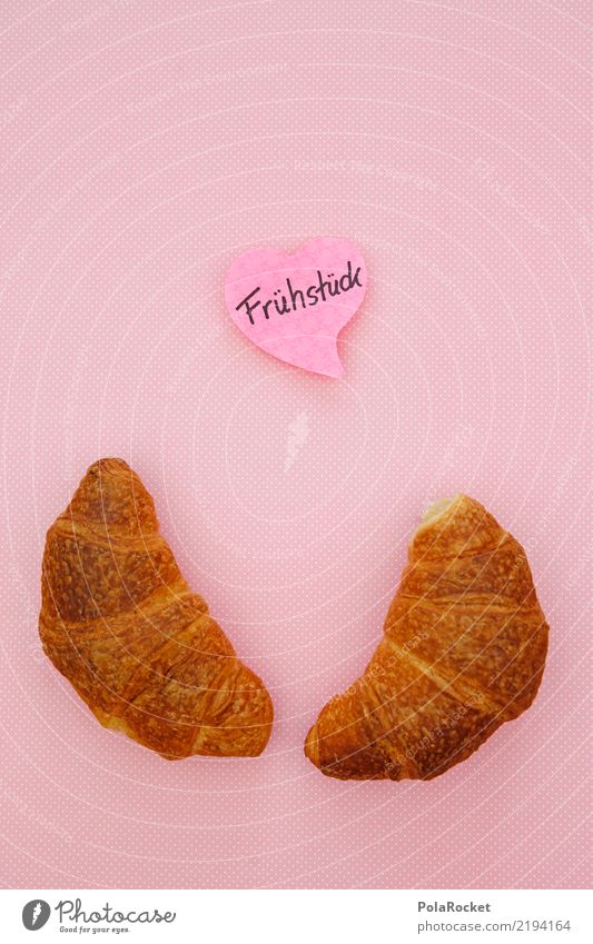 #AS# Breakfast for two Art Work of art Esthetic Croissant Baked goods Breakfast table Morning break Pink Minimalistic Colour photo Subdued colour Interior shot