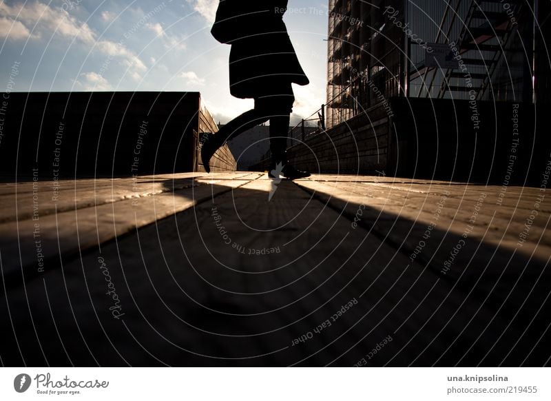 sleepwalking 1 Human being Going Walking Illuminate Bright Silhouette Wood Footbridge Pedestrian Shadow play Dark side Shadowy existence In transit