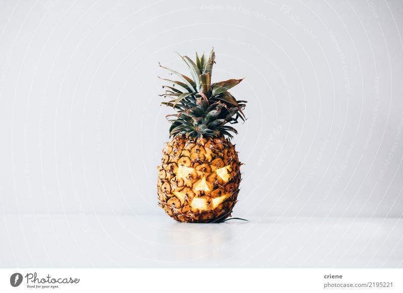 Creepy Pineapple Halloween Pumpkin Food Fruit Lifestyle Party Event Feasts & Celebrations Hallowe'en Fear Horror Face Tropical fruits Modern Minimalistic Funny