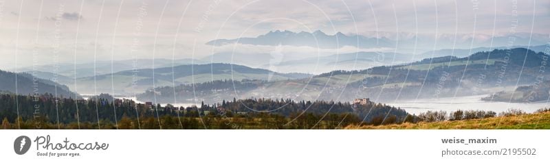 Beautiful autumn foggy morning panorama. Tatra mountains Vacation & Travel Tourism Trip Adventure Far-off places Freedom Mountain Hiking Nature Landscape Sky