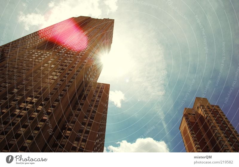 A ray of hope. Esthetic Might Symbols and metaphors High-rise High-rise facade New York City City trip Beautiful weather Glare effect Capitalism Bank building