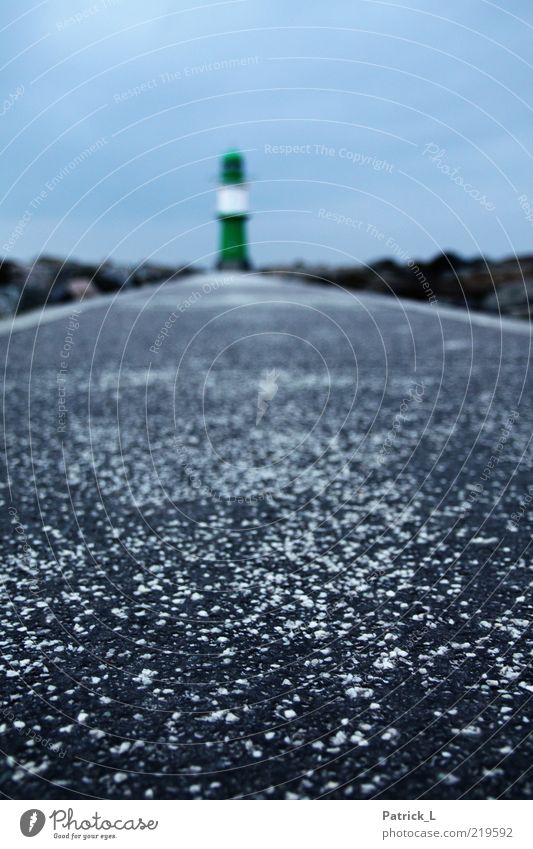 Built on the water... Lighthouse Unwavering Perspective Target Tower Green Stone Sky Beautiful weather Tension Colour photo Exterior shot Deserted Blur