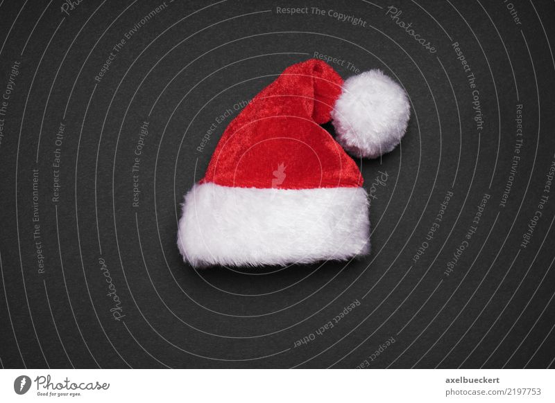 Santa hat Design Christmas & Advent Cap Red Black White Tradition Santa Claus Christmas decoration Santa Claus hat Colour photo Studio shot Close-up Deserted