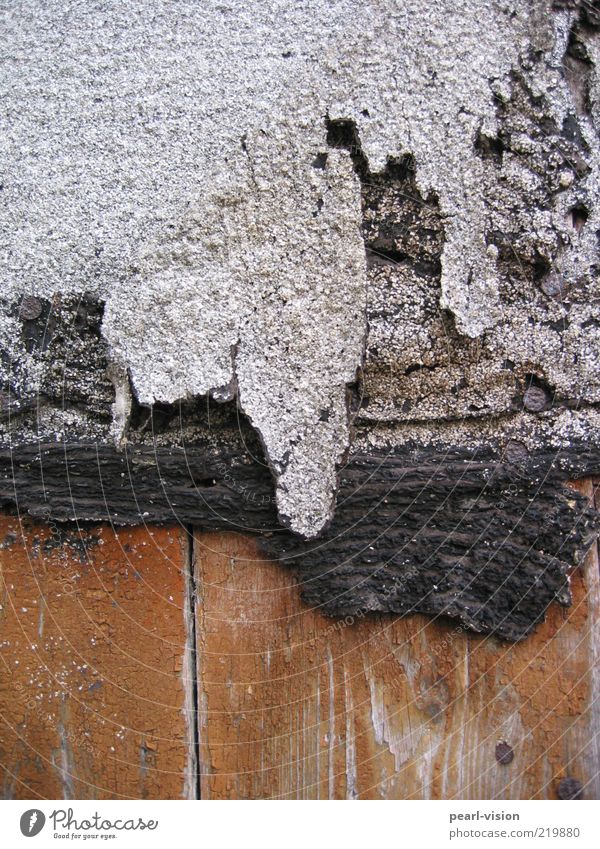 detail Work of art Tar paper Wooden board Nail Old Brown Gray Black Derelict Transience Colour photo Exterior shot Detail Deserted Chopping board Broken