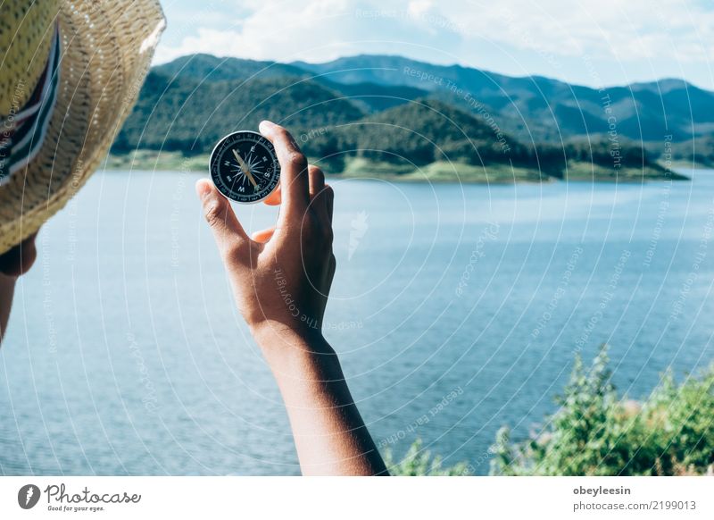 Hand with compass at mountain road at sunset sky Lifestyle Vacation & Travel Tourism Trip Adventure Ocean Mountain Human being Nature Coast Lanes & trails Diet