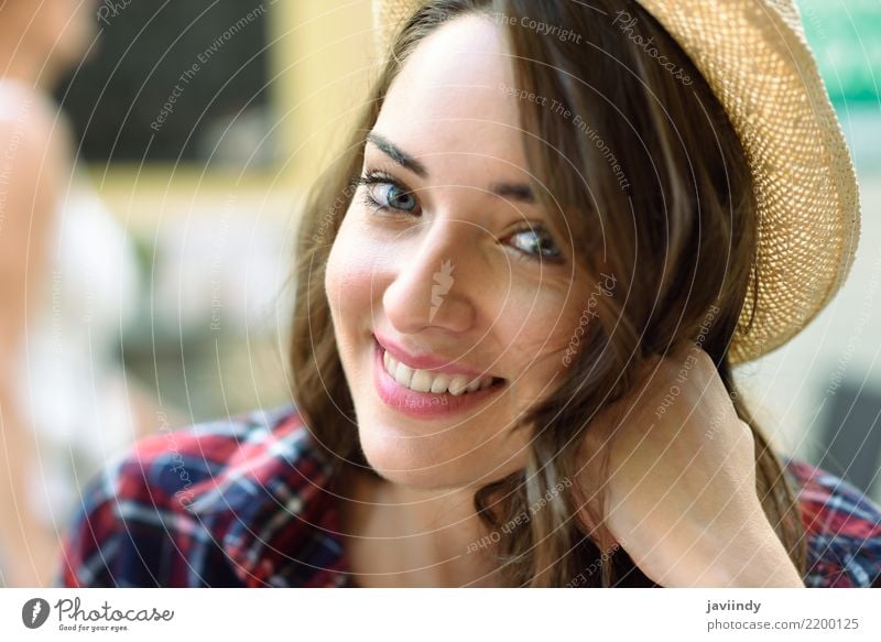 Close-up portrait of young woman with beautiful blue eyes Lifestyle Style Beautiful Summer Human being Feminine Young woman Youth (Young adults) Woman Adults