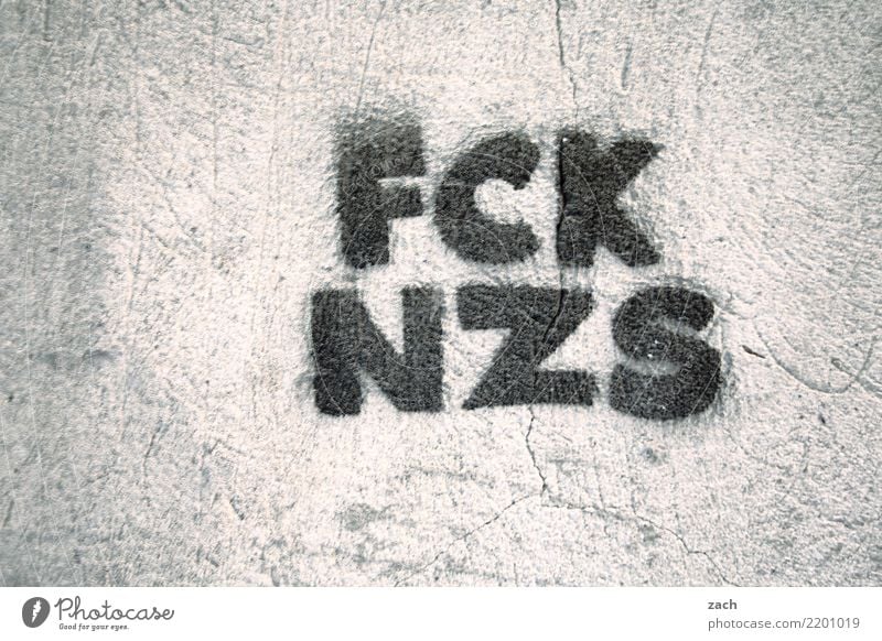 FCK Subculture Skinhead Wall (barrier) Wall (building) Facade Sign Characters Graffiti Aggression Threat Anger Gray Frustration Force Hatred Fascist Fascism