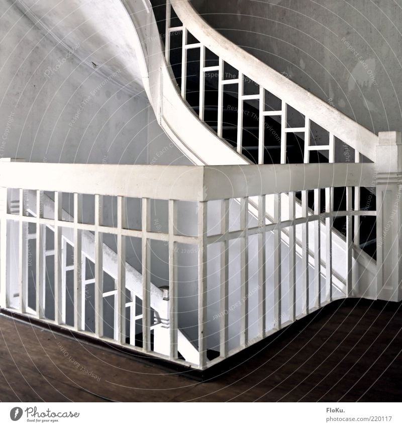 1st floor Stairs Brown White Staircase (Hallway) Handrail Gray Uninhabited Derelict Interior shot Deserted Banister Wooden floor Old Run-down Wall (building)