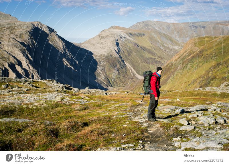 Young man in front of mountain massif, Norway Vacation & Travel Trip Adventure Far-off places Mountain Hiking Youth (Young adults) Landscape Sky