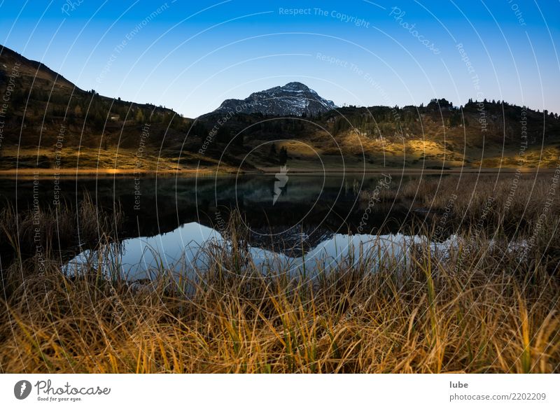 calf's lake Environment Nature Landscape Cloudless sky Autumn Climate Climate change Weather Beautiful weather Hill Rock Alps Mountain Peak Snowcapped peak Free