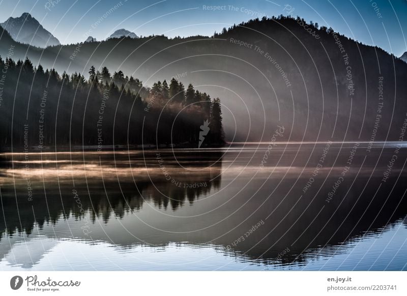 autumnal Nature Landscape Autumn Mountain Lakeside Dark Blue Black Calm Bizarre Loneliness Belief Religion and faith Contentment Hope Idyll Cold Climate