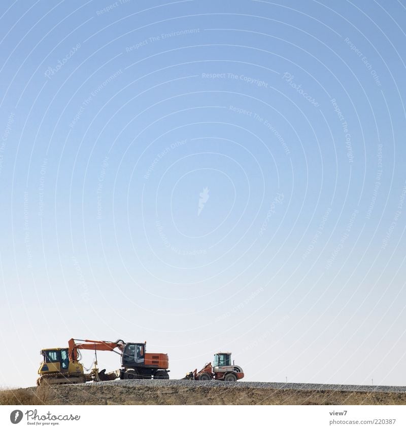 construction equipment Construction site Environment Sky Cloudless sky Street Vehicle Sign Authentic Simple Small Modern Excavator Construction machinery