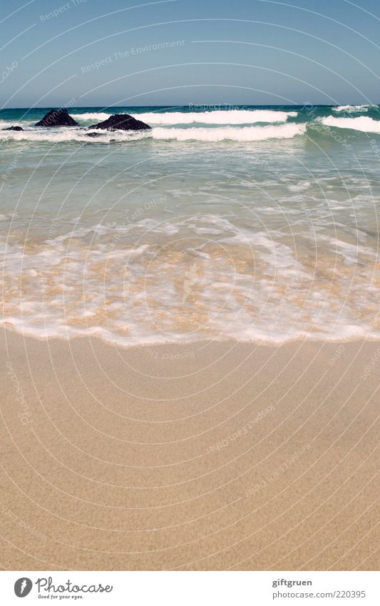 the course of events Environment Nature Landscape Elements Sand Water Sky Beautiful weather Waves Coast Beach Ocean Cornwall England Great Britain Tide