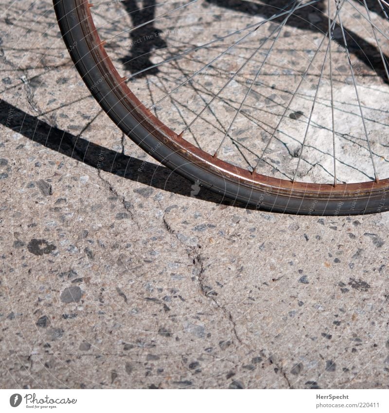 Rusty Bicycle Metal Old Round Brown Gray Black Wheel rim Bicycle tyre Spokes Detail Partially visible Section of image Ready for scrap Scrap metal Weathered