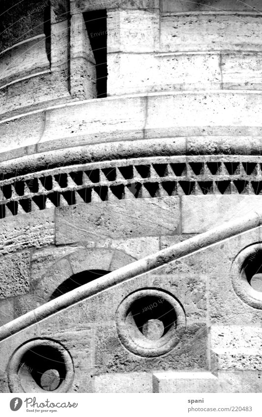 upstairs Deserted Wall (barrier) Wall (building) Stairs Reliability Black & white photo Exterior shot Deep depth of field Facade Architecture Detail