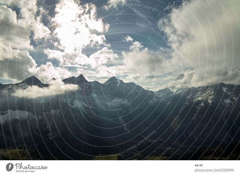 Mountain view ..... | Karwendel [6] Sky Clouds Summer Beautiful weather Alps Karwendelgebirge Chalk alps Peak Illuminate Blue Black White Calm Wanderlust