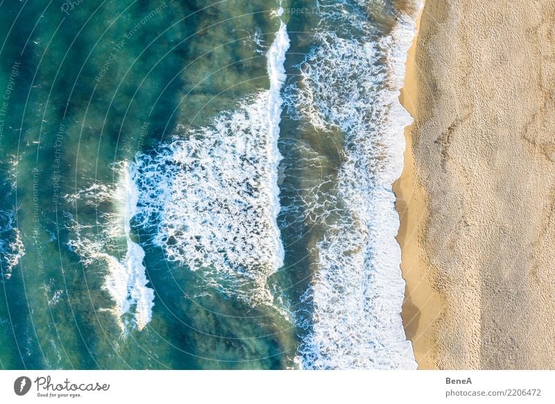 Waves and turquoise sea at the sand beach from above Exotic Happy Relaxation Calm Swimming & Bathing Vacation & Travel Tourism Trip Far-off places Freedom