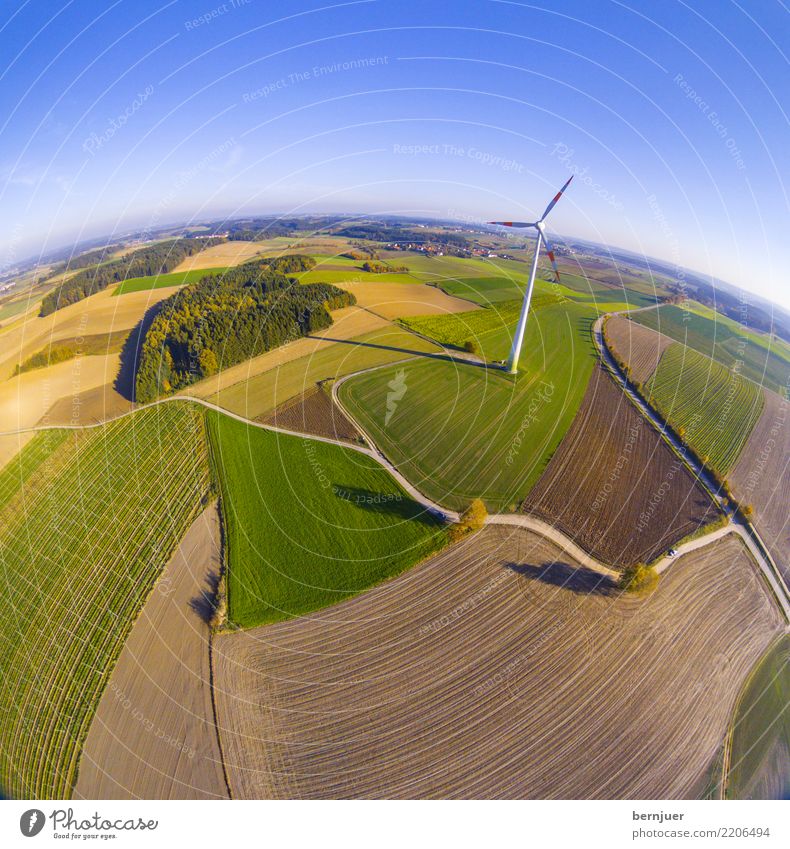 A little man stands in the forest Technology Advancement Future Energy industry Renewable energy Wind energy plant Energy crisis Environment Landscape Earth