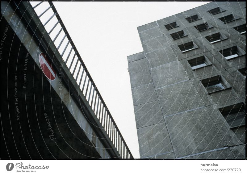 dashes of colour Environment Deserted High-rise Bridge Manmade structures Building Architecture Trashy Gloomy Town Day Worm's-eye view Central perspective