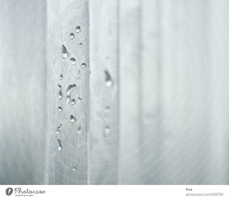 cold and wet Water Drops of water Fluid Wet Silver Handrail Banister Colour photo Exterior shot Close-up Macro (Extreme close-up) Blur Shallow depth of field