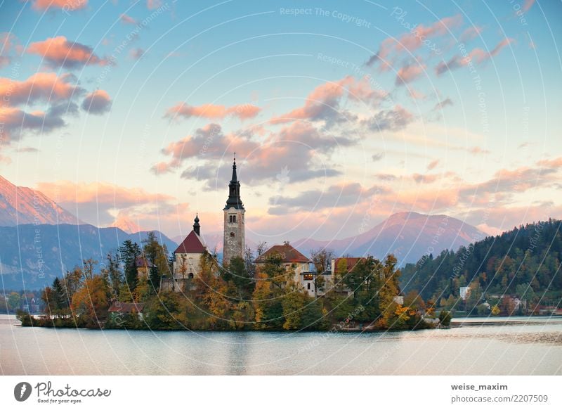 Church And Castle With Mountain Range, Bled lake Vacation & Travel Tourism Adventure Freedom Summer Island Hiking Nature Landscape Sky Sunrise Sunset Autumn