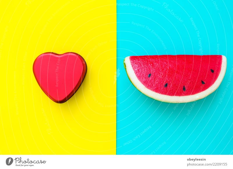 Pattern red watermelon on background. Flat lay, top view Fruit Dessert Nutrition Vegetarian diet Diet Summer Nature Fresh Delicious Natural Juicy Green Red