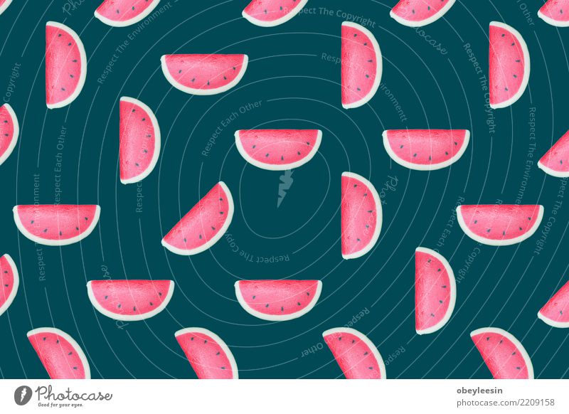 Pattern red watermelon on background. Flat lay, top view Fruit Dessert Nutrition Vegetarian diet Diet Summer Nature Fresh Delicious Natural Juicy Green Red