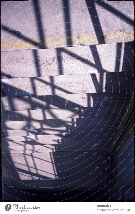 Treptogon Environment Deserted Stairs Sign Esthetic Dark Sharp-edged Modern Gloomy Handrail Shadow Symmetry Pedestrian underpass Colour photo Light Contrast