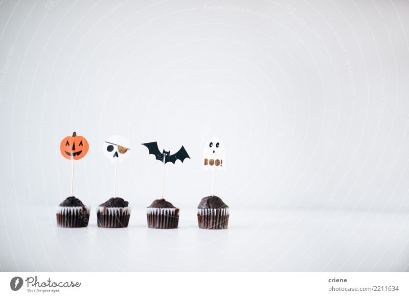 Halloween Cupcakes Food Cake Dessert Candy Chocolate Eating Winter Decoration Hallowe'en Autumn Accessory Creepy White Events bat mimimalism Pumpkin seasonal