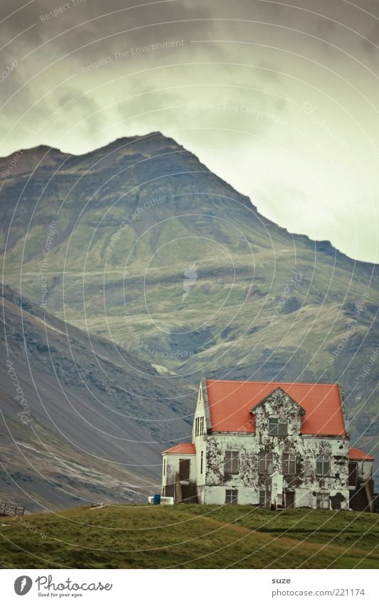 home Living or residing House (Residential Structure) Nature Sky Clouds Weather Meadow Hill Mountain Peak Old Dark Loneliness Past Transience Iceland Mystic