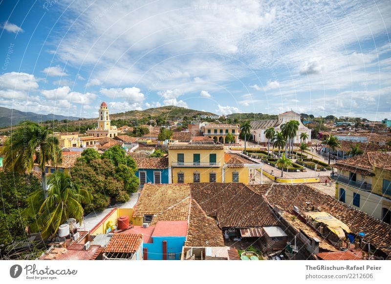 Trinidad Cuba Village Small Town Downtown Church Old Esthetic Exceptional Blue Multicoloured Yellow Gray Green Orange Pink Black Trinidade